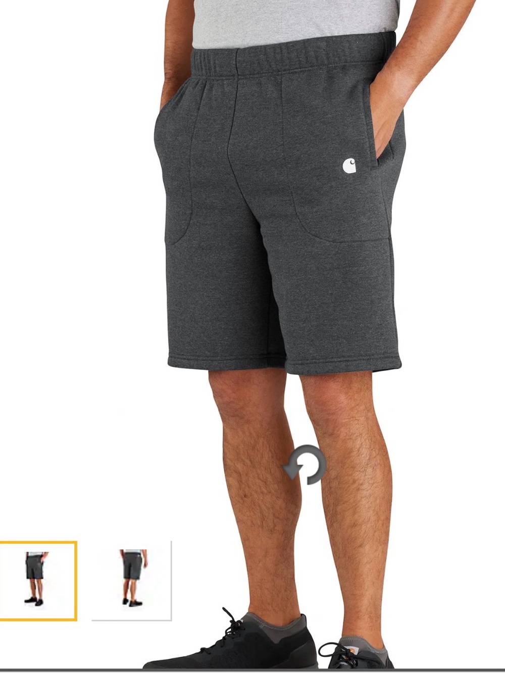 Carhartt Men's Relaxed Fit Midweight Fleece Short Carbon Grey Size XL Pull‎ On